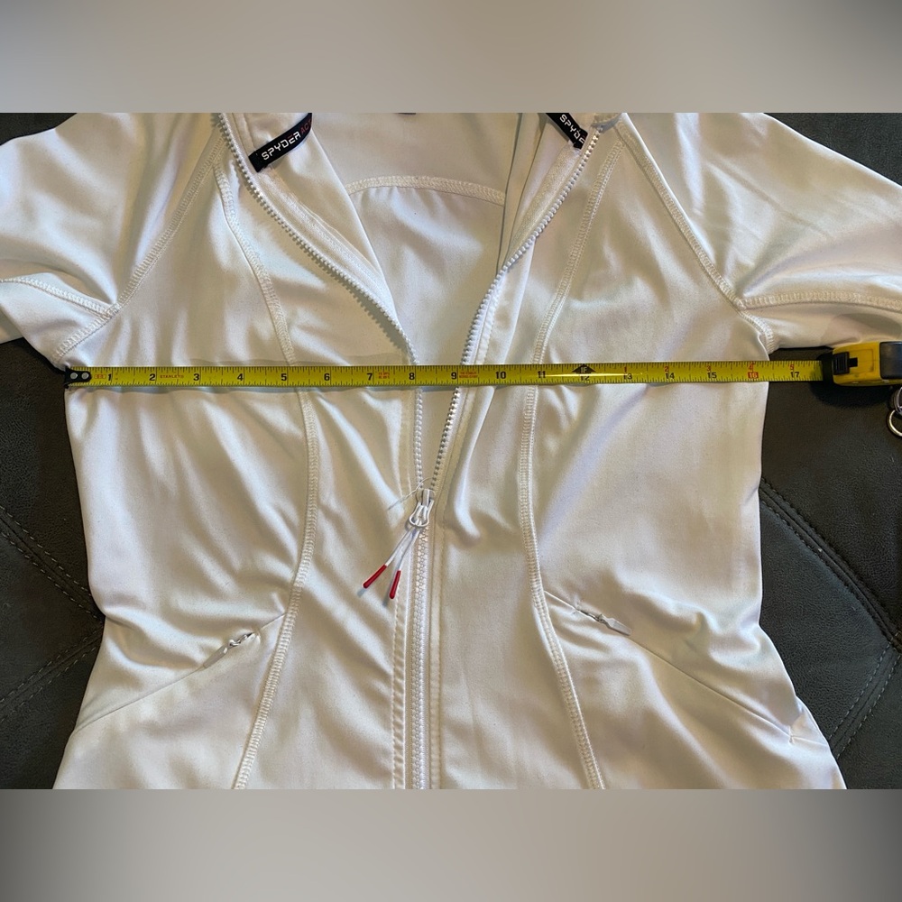 Spyder Active White Jacket Size Small Athletic Thumb Holes Full Zip - Picture 4 of 9